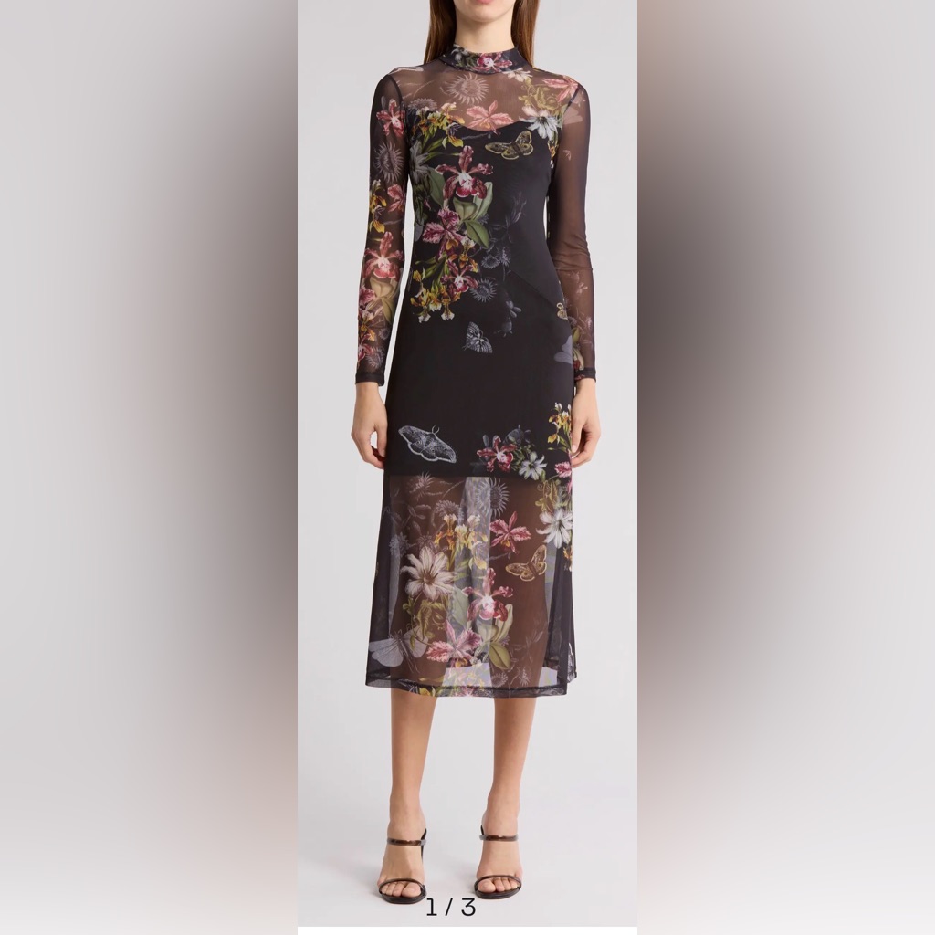 All Saints Hanna Floral Mesh Dress Size Us6